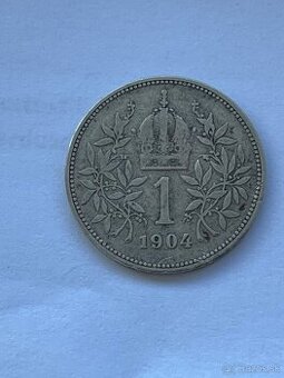 Predám vzácnu 1 korunu 1904 bz
