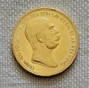 Zlatá rakúska 20 koruna FJI, 1908 bz, "jubilejka"