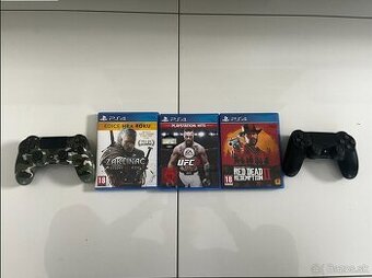 Ponúkam zánovné PS4 SLIM 500 GB + TOP HRY a 2 orig. ovladače