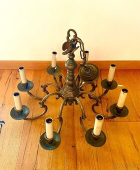 Starý krásný těžký mosazný lustr