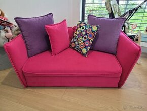 Robustný ružový detský gauč, rozkladacia pohovka