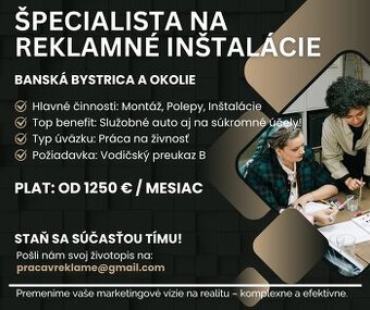 Hľadáme Špecialistu na reklamné inštalácie