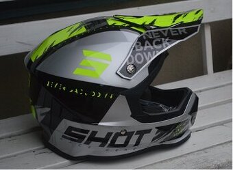 ľahká helma prilba okuliare šedo žltá shot mx