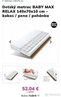 Detsky Matrac 140x70x10