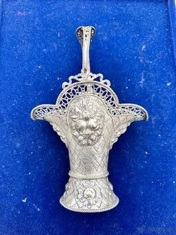 Striebro tepané, svodobný košík