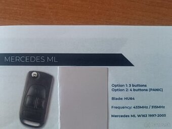 Predám nový nepoužitý kluč Mercedes Benz ML W163