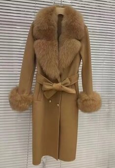 Kašmírový kabát s kožuchom