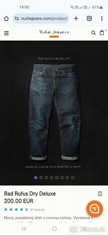 Pánske džínsy Nudie jeans rad rufus dry deluxe W36 L32