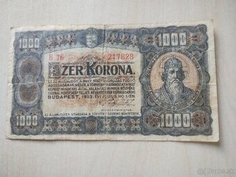 predám starú bankovku 1000 korona 1923