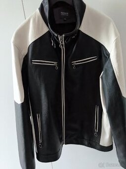 Predám koženú bundu na moto čierno biela