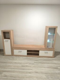 Obývacia stena dub sonoma+biela