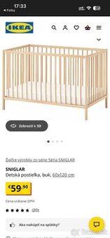 detská postieľka Ikea Sniglar + matrac