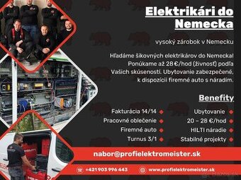 Elektrikári do Nemecka – auto, oblečenie, ubytovanie 28€ / h - 1