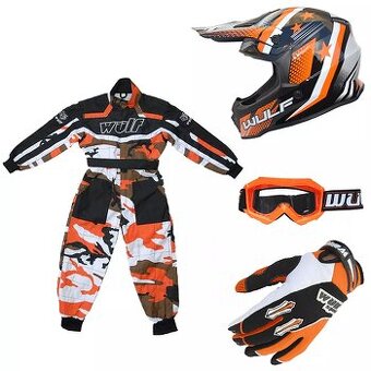 Detská Motocross Výstroj-Kombinéza,Prilba,Okuliare,Rukavice