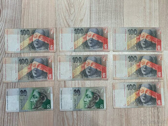 Slovenské bankovky 100 SK a 20 SK