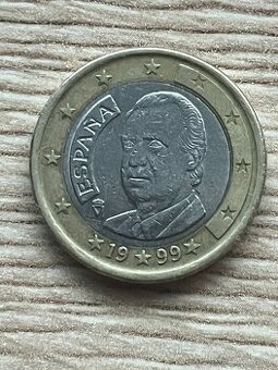 Vzácna minca 1 EURO Spanielsko 1999