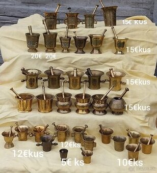 Rôzne mosadzné mažiare ceny na 1.foto uvedené