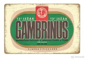 plechová cedule - Gambrinus 12° (dobová pivní etiketa)
