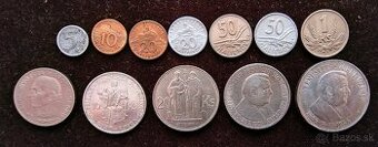 KOMPLETNÁ ZÁKLADNA ZOSTAVA MINCÍ SLOVENSKÉHO ŠTÁTU 1939-1945
