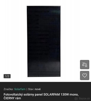 Predám 2x panel solarfram 130wp nepouzite