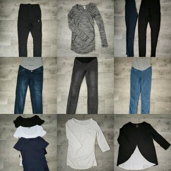 Tehotenské oblečenie XS/S legíny,rifle,tričká. Myprotein,H&M