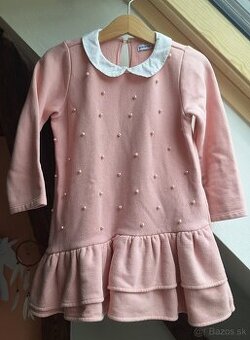 Zateplené ružové šaty s perličkami Reserved, vel. 104