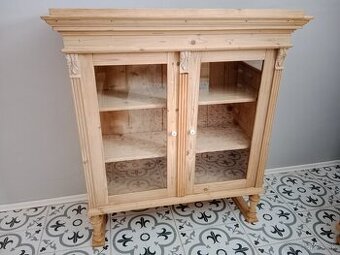 Stará, prosklená skříňka, vršek, vitrína