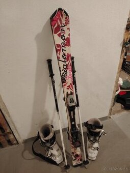 Detské lyže+lyziarky+palice+prilba