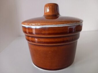 Stará kameninová dóza s vrchnákom 11,5x11,5 cm