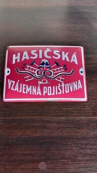 Smaltovaná cedula Hasičská vzájemná pojišťovňa