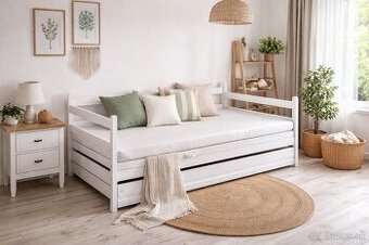 Multifunkčná posteľ 90x200cm s matracom a zásuvkou