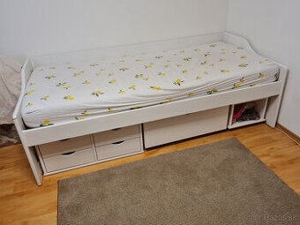 Postel - rošt + madrac 90x200 + úložný priestor