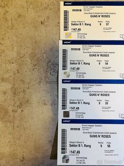 Lístky na koncert Guns N Roses Viedeň