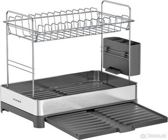 SONGMICS odkvapkávač na riad – 2-poschodový, nerezový