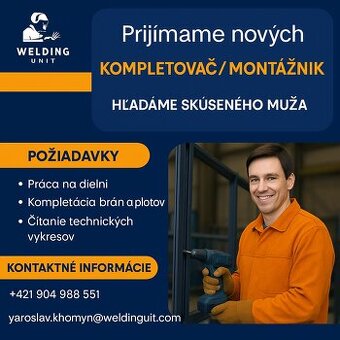 Práca pre montážnika v Prešove