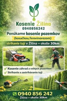 Kosenie, vyžínanie, strihanie tuji, údržba areálov