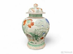 Čínský porcelánový květinový a ptačí zázvorový džbán - 20st.