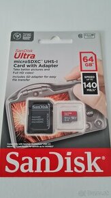 SanDisk Ultra 64GB microSDXC karta, UHS-I A1 + SD - 1