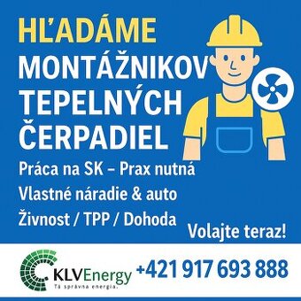 🔧 HĽADÁME MONTÁŽNIKOV TEPELNÝCH ČERPADIEL 🔧