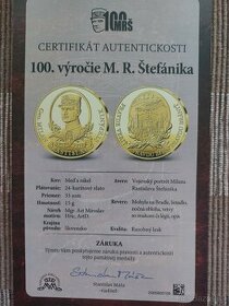 Predám pamätnú medailu 100.vyročie M.R.Štefanika