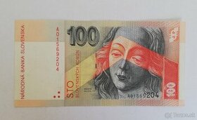 100-korunova zachovala slovenská bankovka séria A. - 1