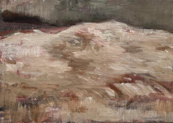 Medvecká Mária, Posledné snehy, olej na sololite, 24x35