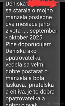 Opatrovateľka – hľadám prácu (Komárno, NZ, Nitra, BA)