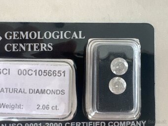 Dva prírodné diamanty 2,06 ct – G–H, I2, G.C.I. certifikát