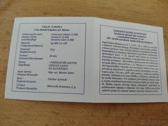 Certifikát k 10 eur Jozef Dekret Matejovie