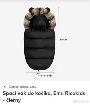 Spací vak (zimný fusak)kočíka, sánky Elmi Ricokids - čierny