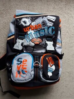 Zaino seven Urban Music oranžový školský batoh + peňaženka