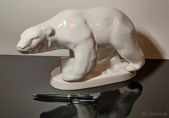 PREDANE. Krásny veľký biely porcelánový medveď
