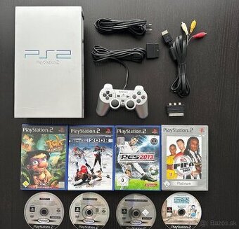 Sony PlayStation 2 Fat PS2 SCPH 50004 Silver + 8 hier