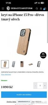 Kryt na iPhone 15 Pro - dřevo tmavý orech Sebastian Sturm